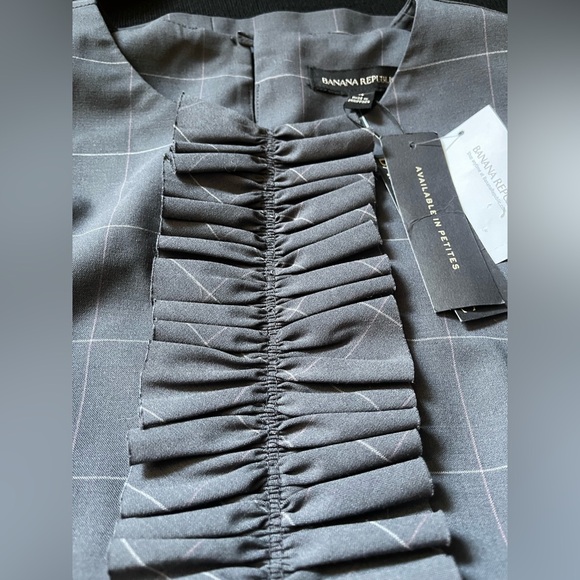 Banana Republic NWT Charcoal Checkered Blouse - Picture 12 of 14